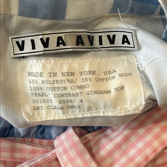 Blue and White Checkered Sleeveless Top with Pink Belt. MADE IN USA. Size 4 - Picture 4 of 7